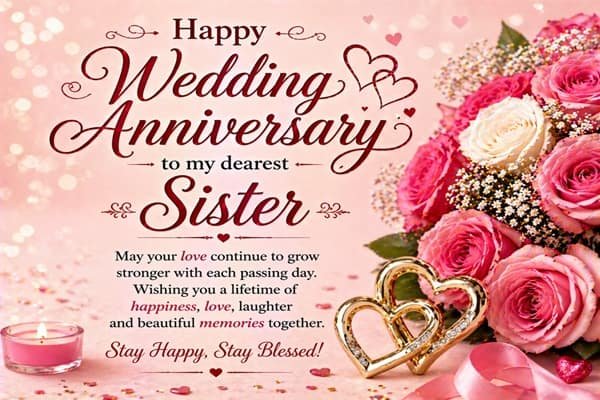 Wedding Anniversary Wishes for Sister